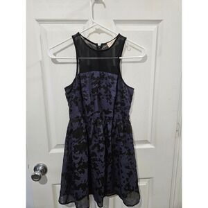 Pins and Needles Urban Outfitters Purple Black Floral Mesh Mini Dress XS